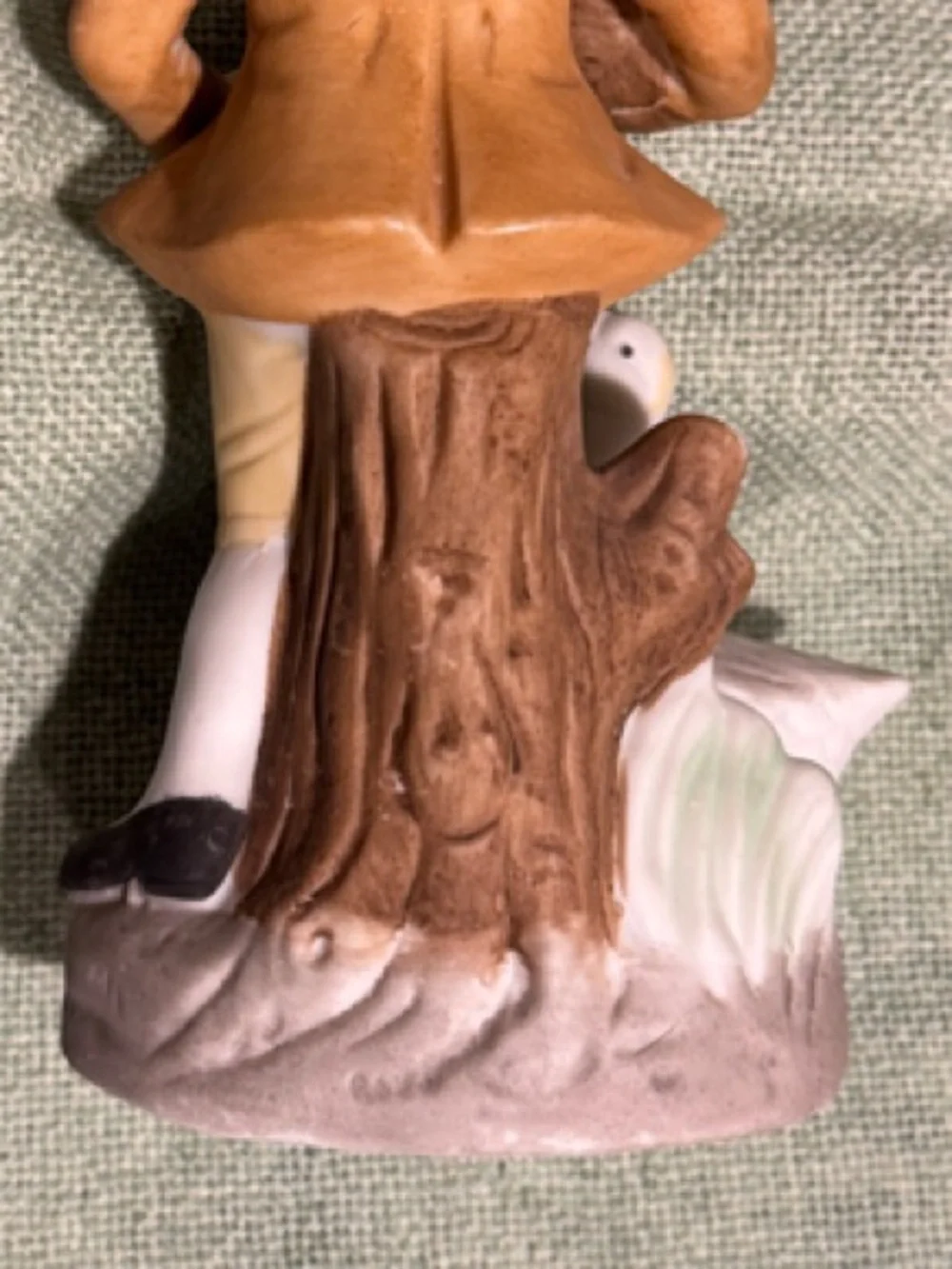 Boy Figurine with A Duck or Goose - White and Pastel Colors